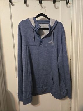 Realtree Men's Heather Blue Half-Zip Hooded Pullover